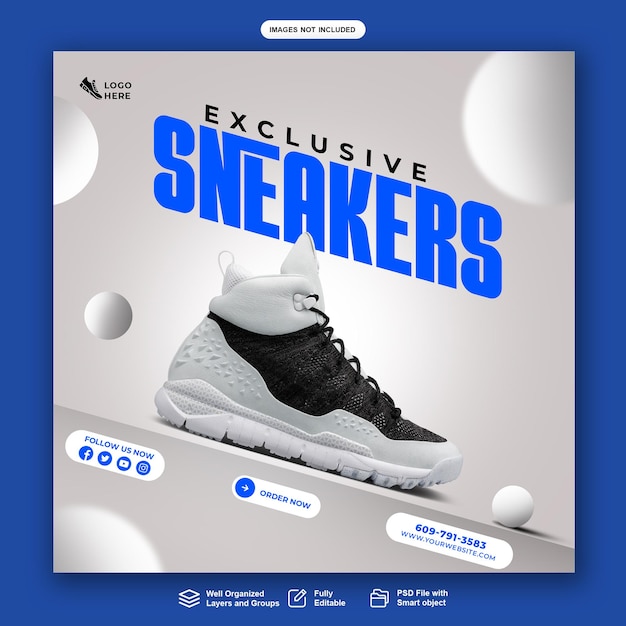 PSD vendita di scarpe per social media post template design