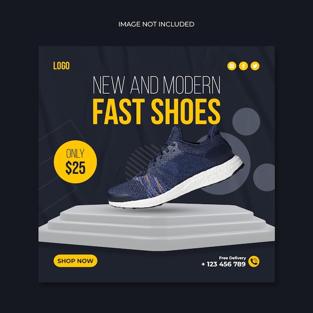 PSD shoes social media instagram post  square flyer template