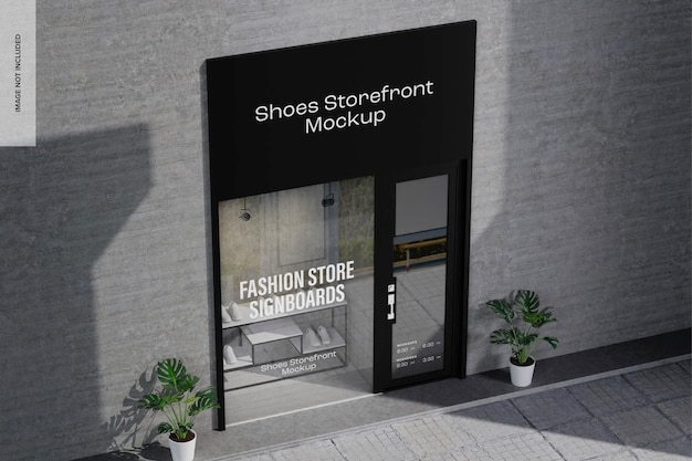 Shoes Storefront Mockup, High Angle View