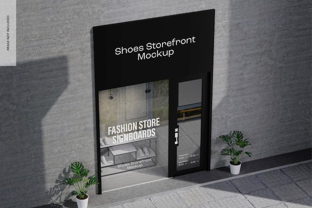 Scarpe storefront mockup, veduta dall'alto