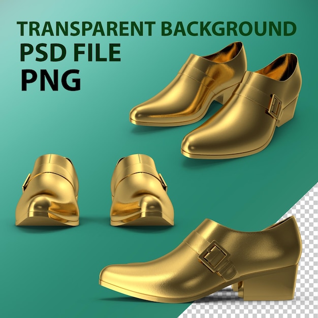 Shoes with buckle gold png