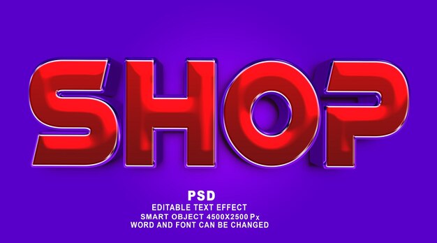 PSD shop 3d editable photoshop text effect style with premium background