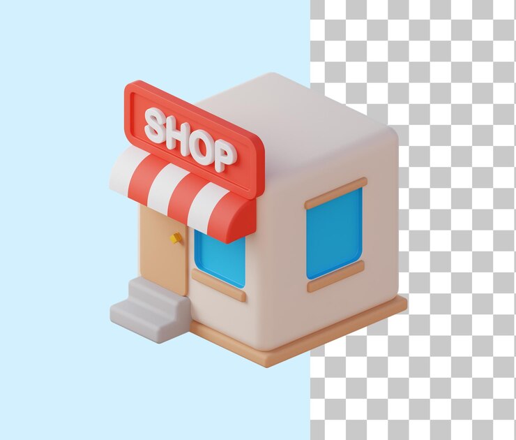 PSD иллюстрация значка магазина 3d