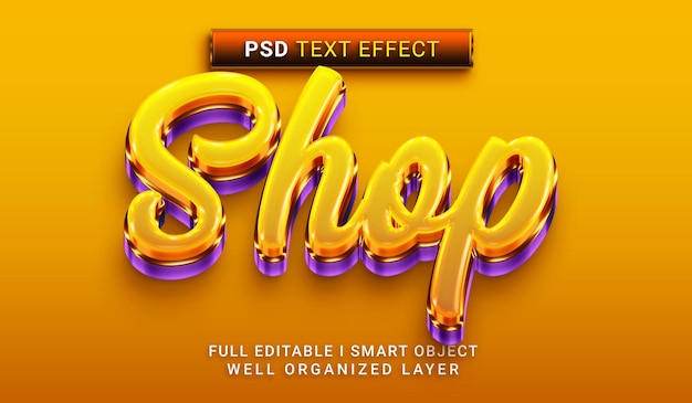 Shop 3d style text effect