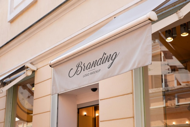 Shop awning logo mockup