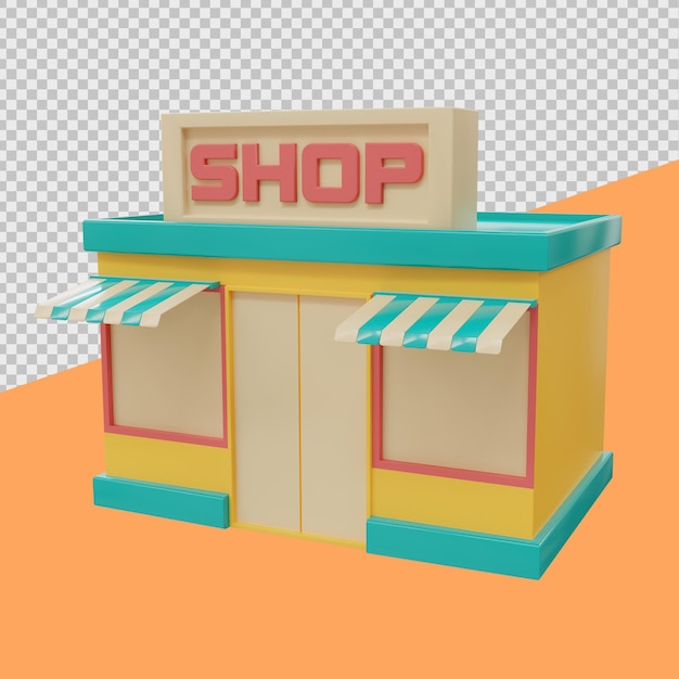 Shop building 3d online shopping illustrations