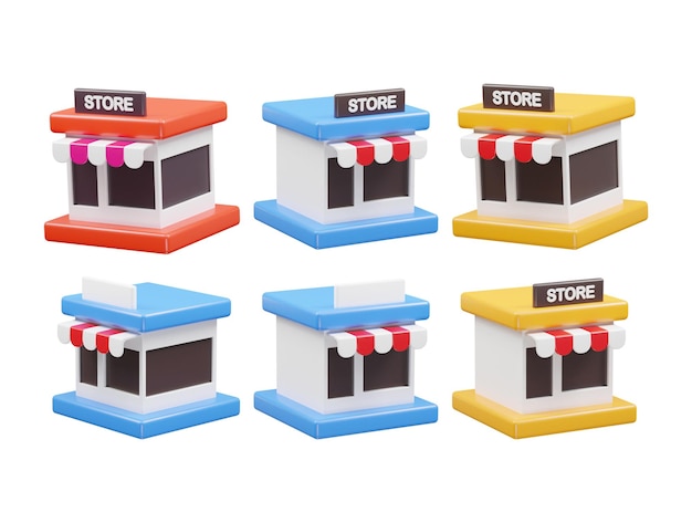 PSD shop icon 3d rendering vector illustration