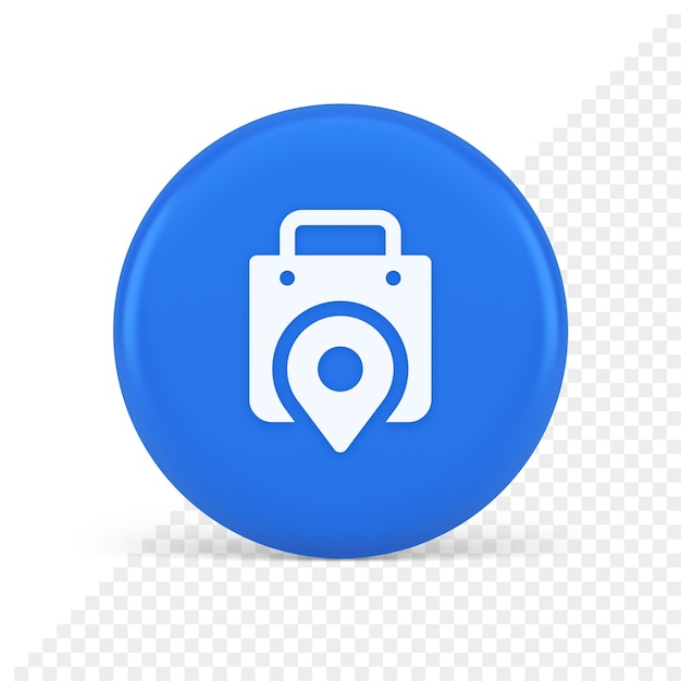 PSD shop location map pin with shopping bag button web app design realistic icon