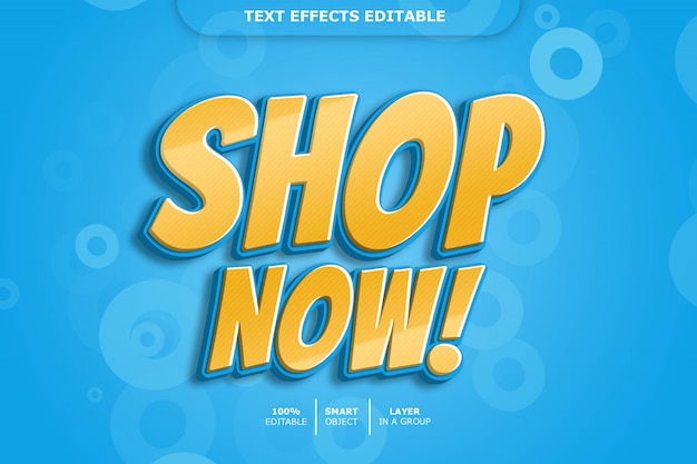 shop now 3d text effect editable