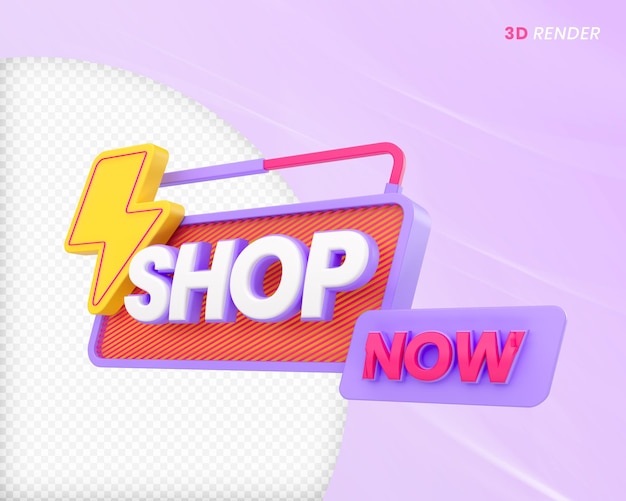 PSD shop now banner 3d render