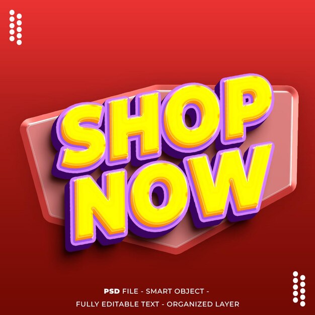 PSD shop now social media banner with text effect template