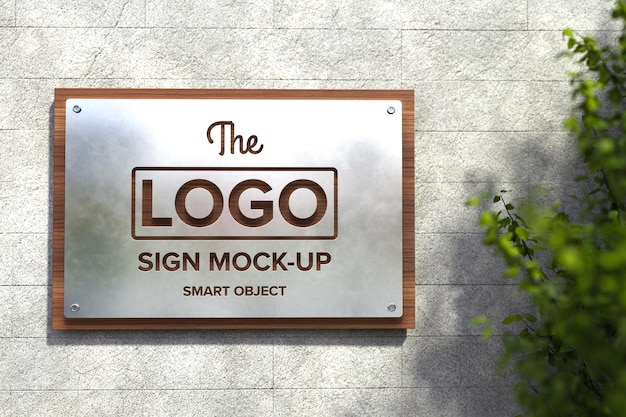 Shop sign mockup on concrete wall