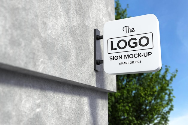 Shop sign mockup on concrete wall