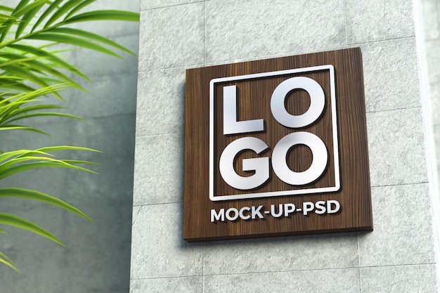 Shop sign mockup on concrete wall