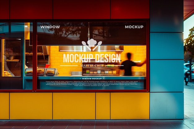 PSD shop window restaurant  mockup