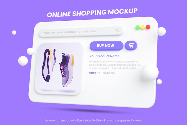 Shoppin online e-commerce mockup isolated