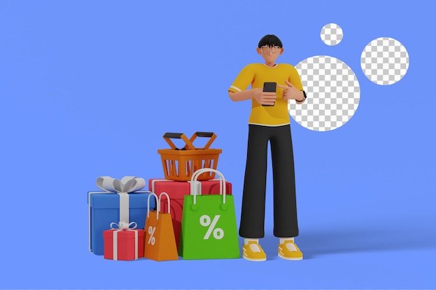 PSD shopping 3d illustration