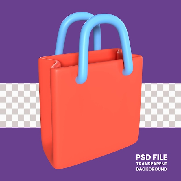 PSD Сумка для покупок пустая икона 3d-иллюстрации