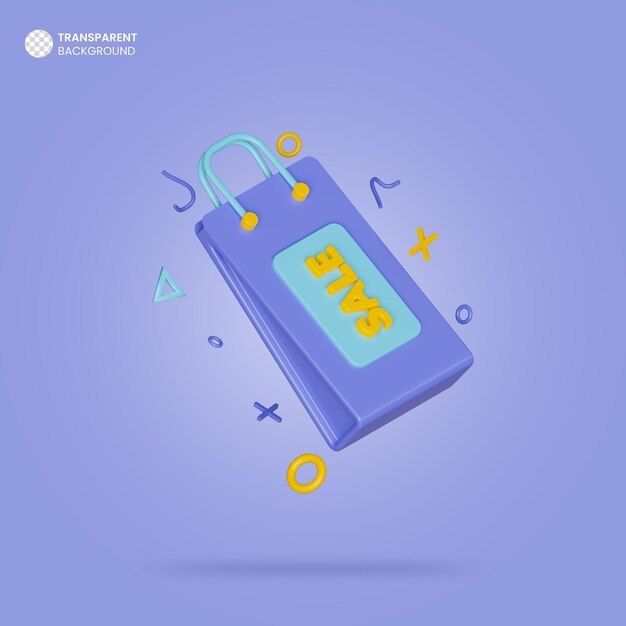 Shopping bag isometric 3d render icon