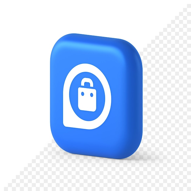 Shopping bag map pin pointer address navigation button store market location 3d isometric icon