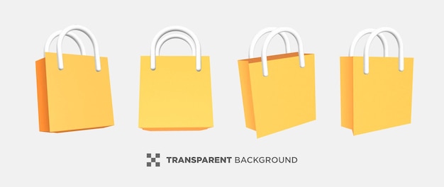 Shopping bag set with 3d render icon illustration