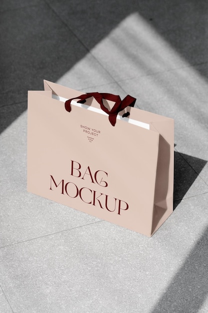 Plastic Shopping Bag PSD Mockup, On Podium – Original Mockups