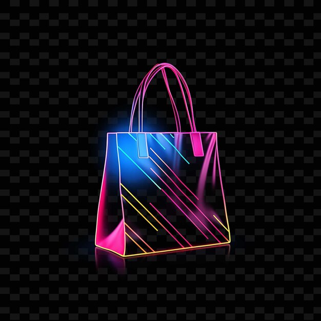 PSD shopping bag trendy pink zigzag neon lines sale tag decorati png y2k shapes transparent light arts