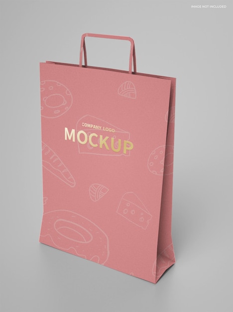 Shopping bag with gold color logo mockup