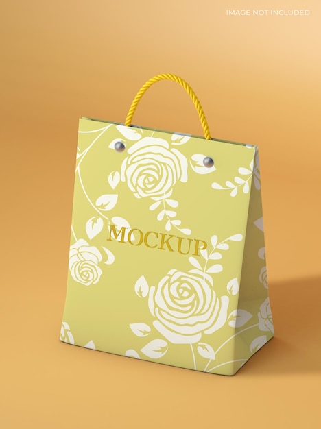 Shopping bag with gold color logo mockup