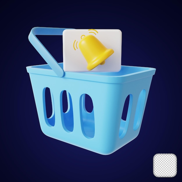 Shopping bag with notification icon 3d illustration