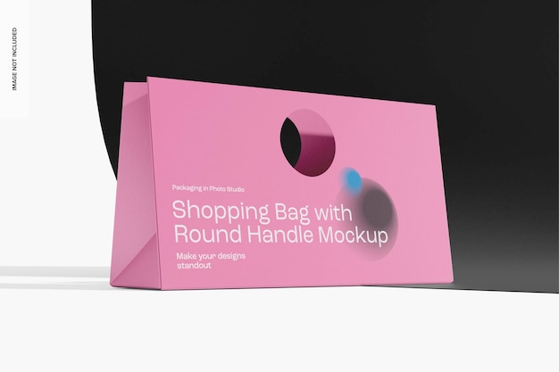 Shopping bag with round handle mockup, left view