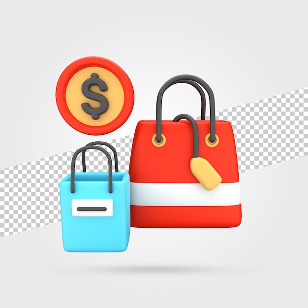 shopping bags 3d render