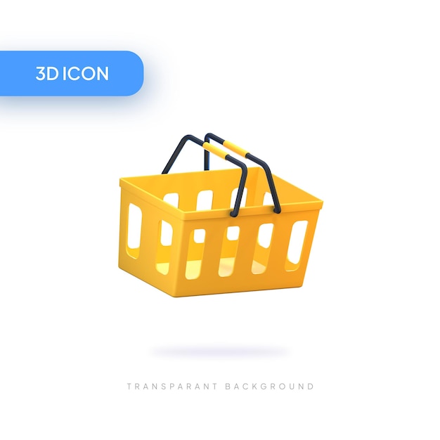 PSD shopping basket 3d illustration icon pack element