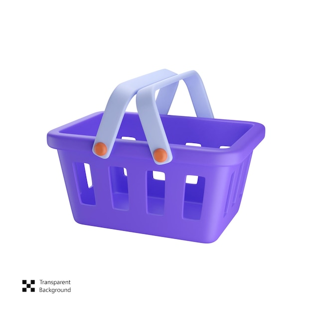 Shopping basket 3d render icon