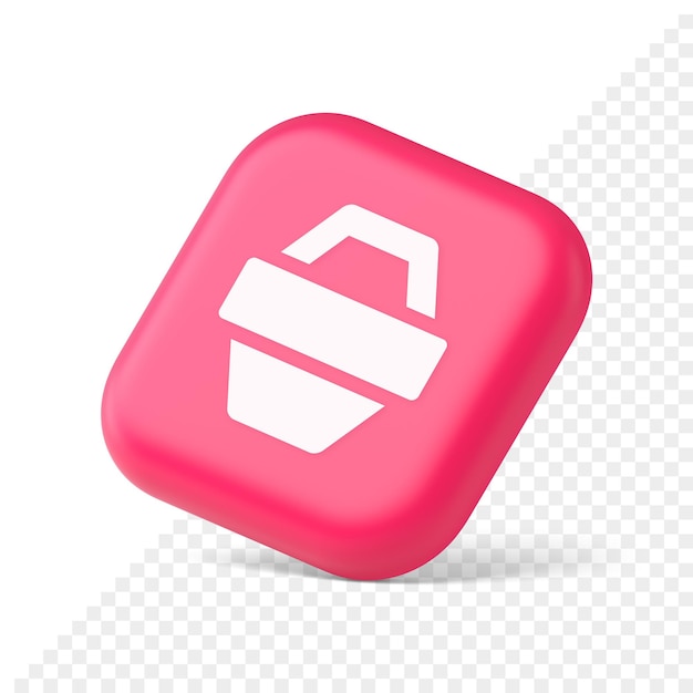 PSD shopping basket online store button commercial market checkout web app design 3d isometric icon