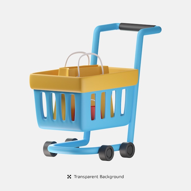 Shopping cart 3d icon illustration