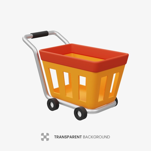 Shopping cart 3d icon illustration