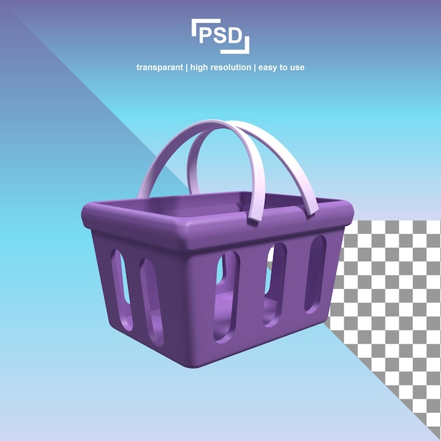 PSD shopping cart 3d illustration