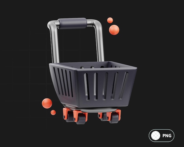 PSD shopping cart 3d illustration