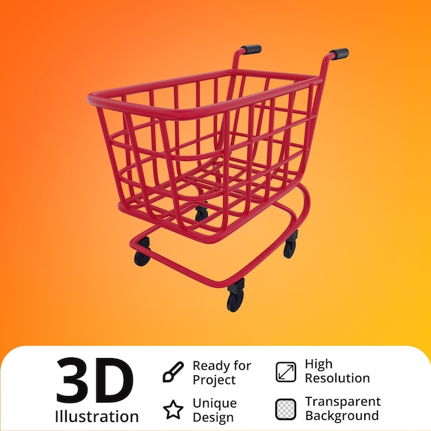 Shopping cart 3d illustration