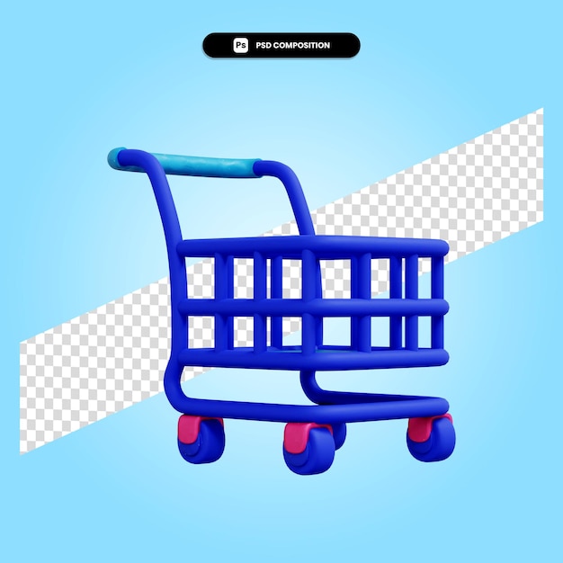 Shopping cart 3d render illustration isolated