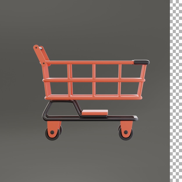 PSD shopping cart 3d render