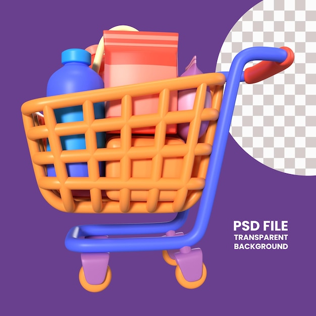Shopping cart full 3d illustration icon