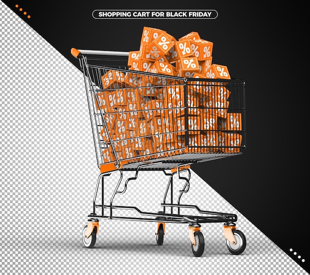 PSD shopping cart full of orange cubes