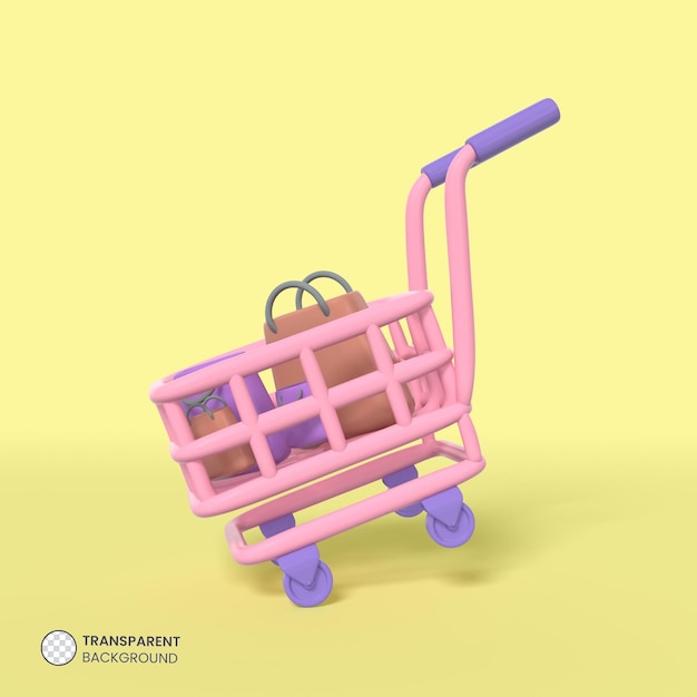 Shopping cart icon isolated 3d render ilustration