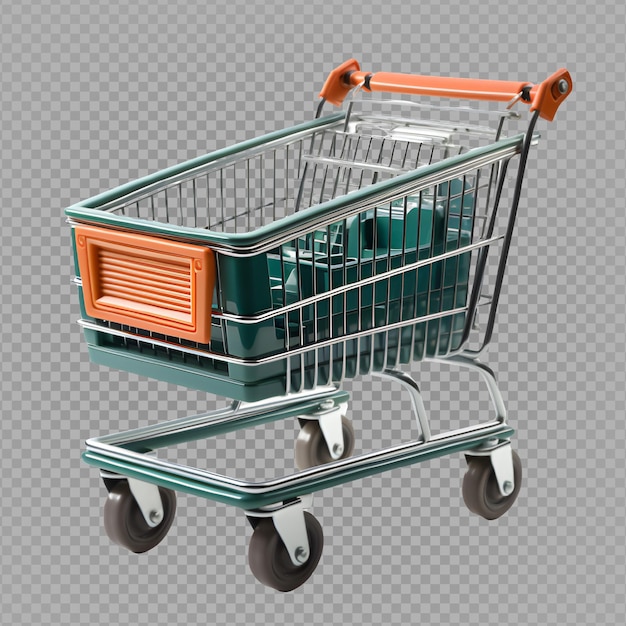 Shopping cart isolated on transparent background supermarket trolley png generative ai