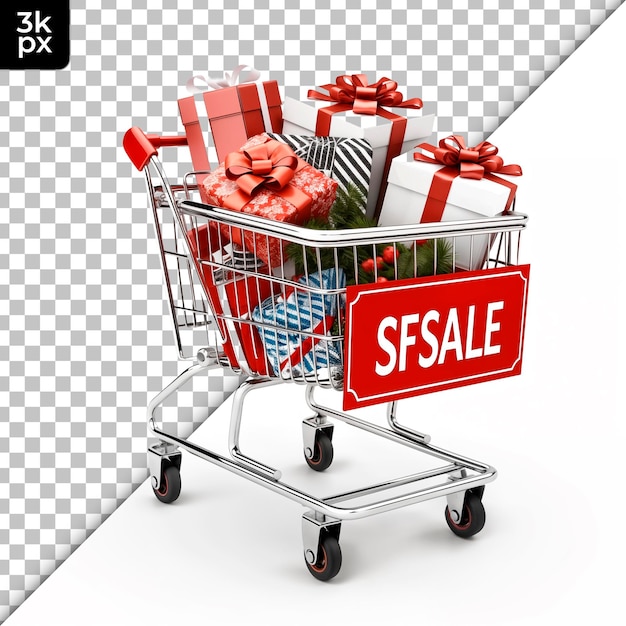 PSD shopping cart isolated on transparent background