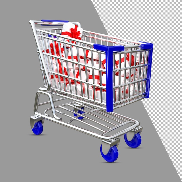 Premium PSD | Shopping cart with gifts box