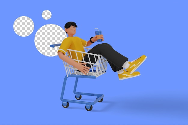 Shopping divertente illustrazione 3d