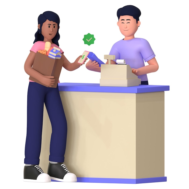 PSD shopping groceries commerce 3d illustration